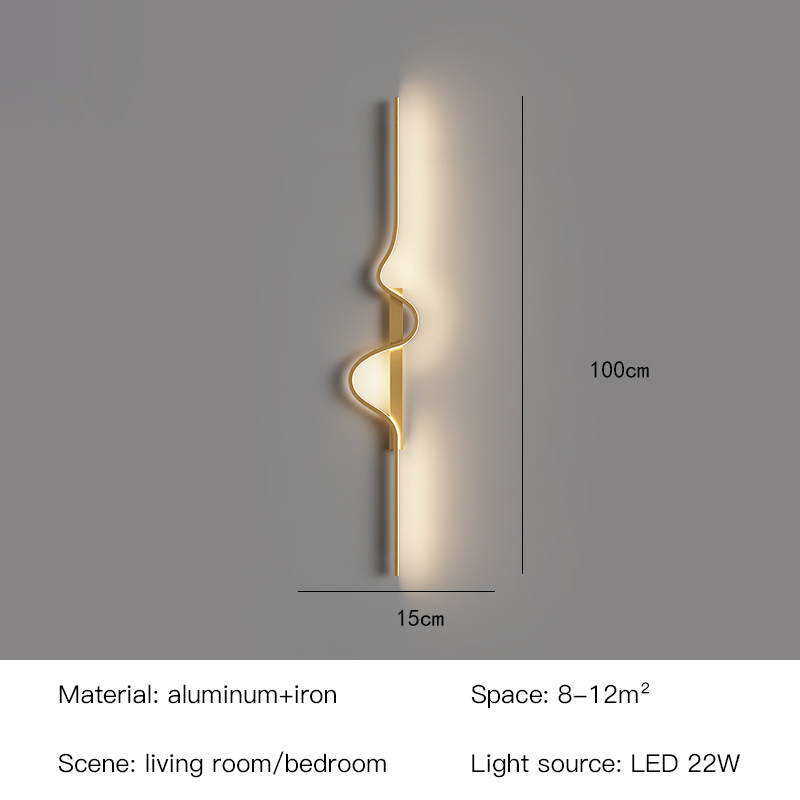 Minimalistisk led-væglampe til sengebord, stue, soveværelse, trappe, korridor, køkken, butik, tv, baggrund, moderne, sort, natbelysning: S / Varm hvid  (2700-3500k) / Blå