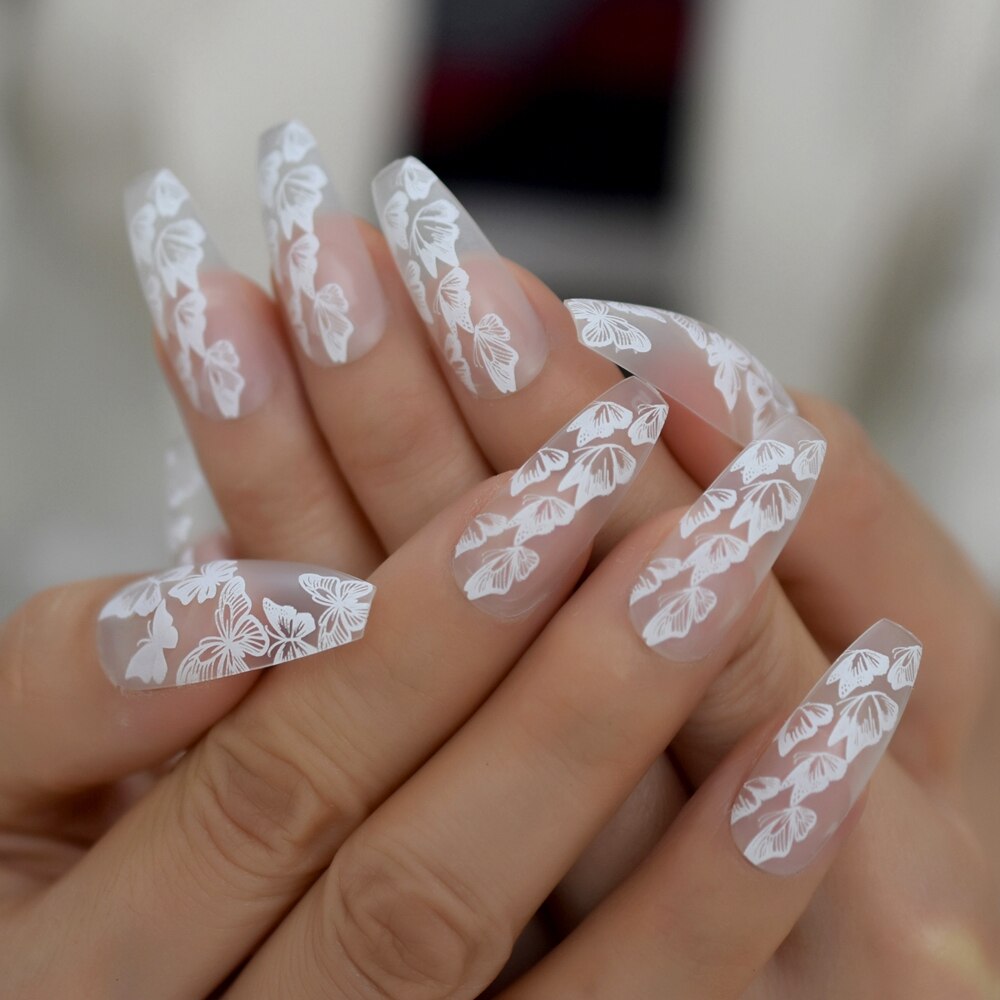 Extra Long Stiletto Faux Ongles Spirit Clear Nail Art Tips Gold Giltter Decorative Predesigned False Nails Shimmer for Party: L5612