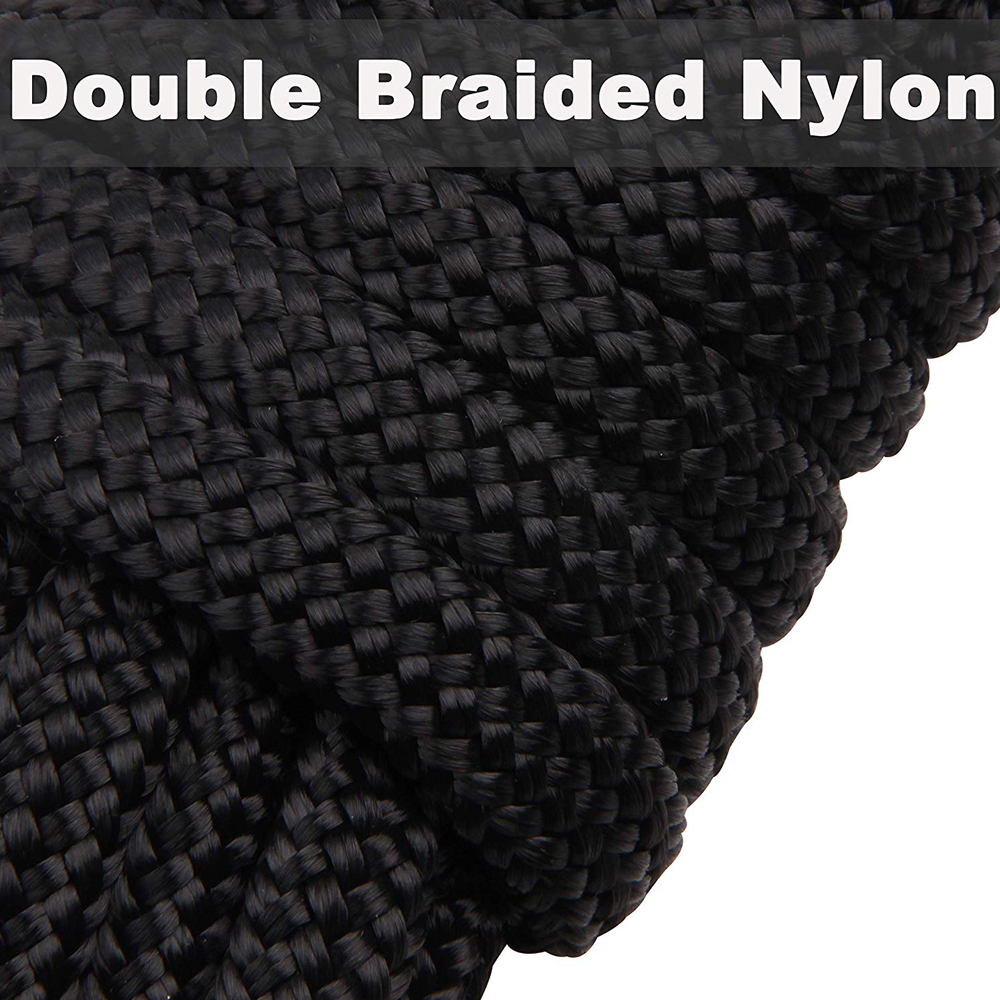 Double Braided Nylon Black DockLine Boat Dock Line Mooring Rope Anchor Rope Ultra Strong Dock Lines 16.5 Feet 25 Feet 50 Feet