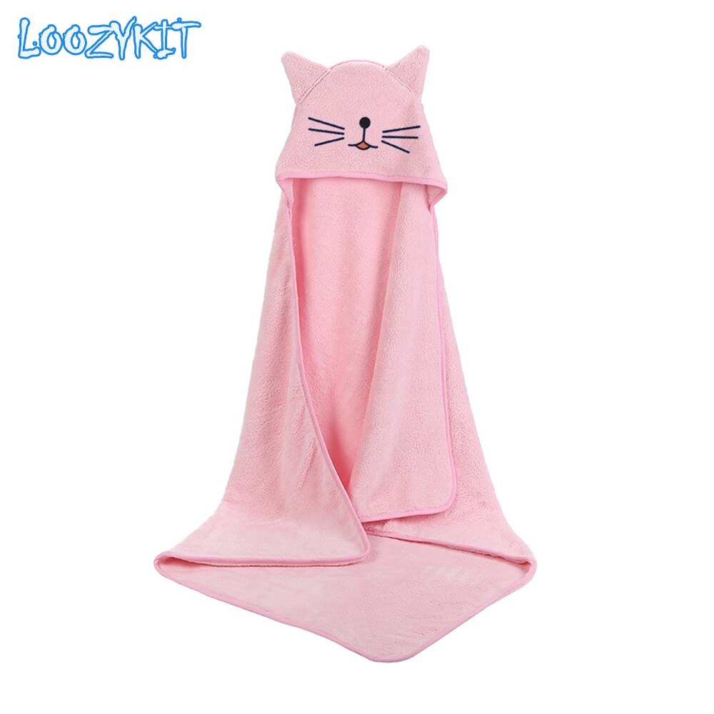 Baby Poncho Bath Towel Toalla Velvet 90*90cm Fleece Hood Infant Towels Blanket Newborn Baby Hooded Towel Infant Babies: Pink