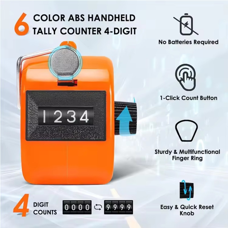 Hand Digitale Teller met Metalen Lap Tally Counter Handheld Clicker 4 Cijfers Chrome Golf Mensen Tellen 4-cijferige Tellers
