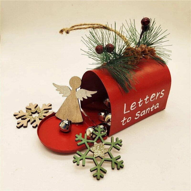 Christmas Iron Mailbox Christmas Decoration For Home Red Mailbox Hanging Ornament Letters To Santa Claus