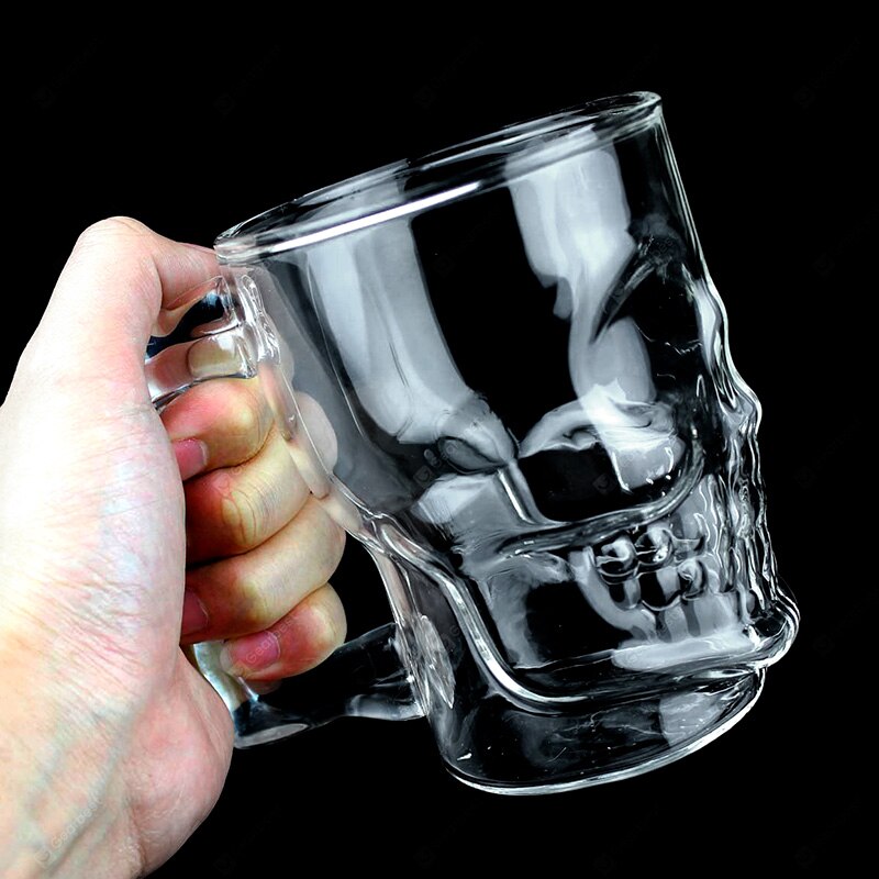 Skull ølglass krus 500ml pirat partner kopp krystallglass med håndtak drikke vin whisky vodka essensiell bar ktv
