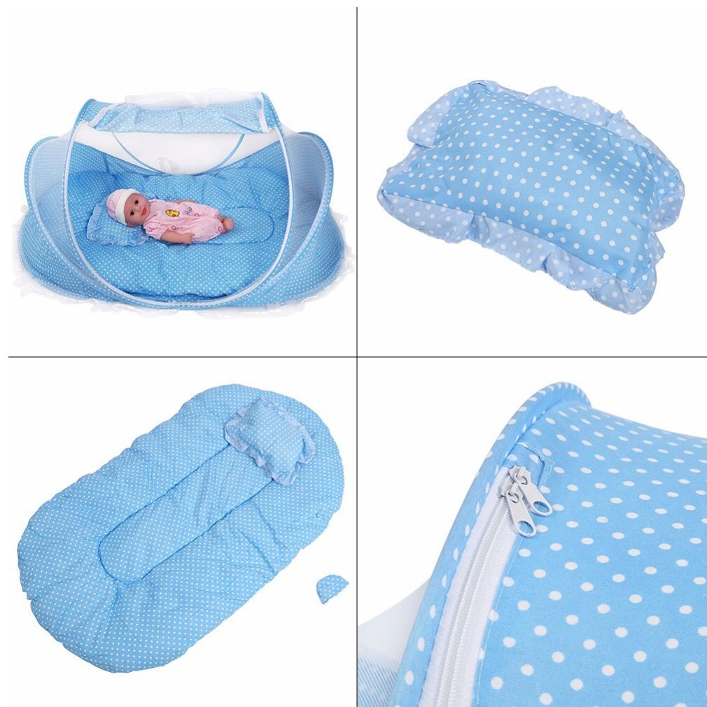 Draagbare babywieg klamboe tent multifunctioneel wiegbed baby opvouwbaar klamboe met kussen voor meisjesbed