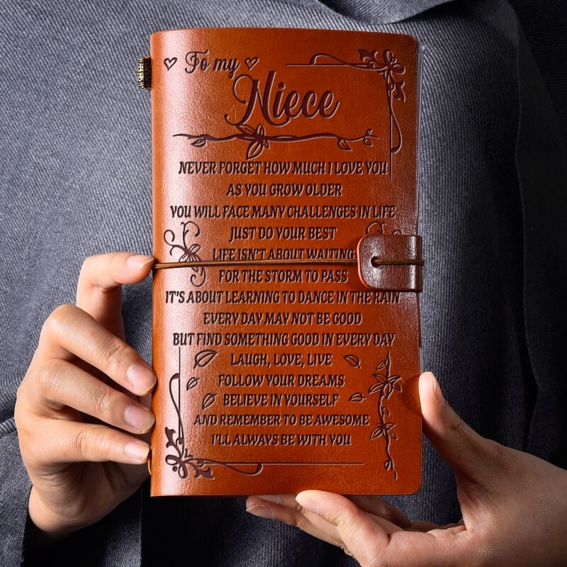Cuaderno de diario artesanal , diario de cuero grabado, libro de notas para mensaje para mi hija/a mi esposa, bolsillo de escritura a mano