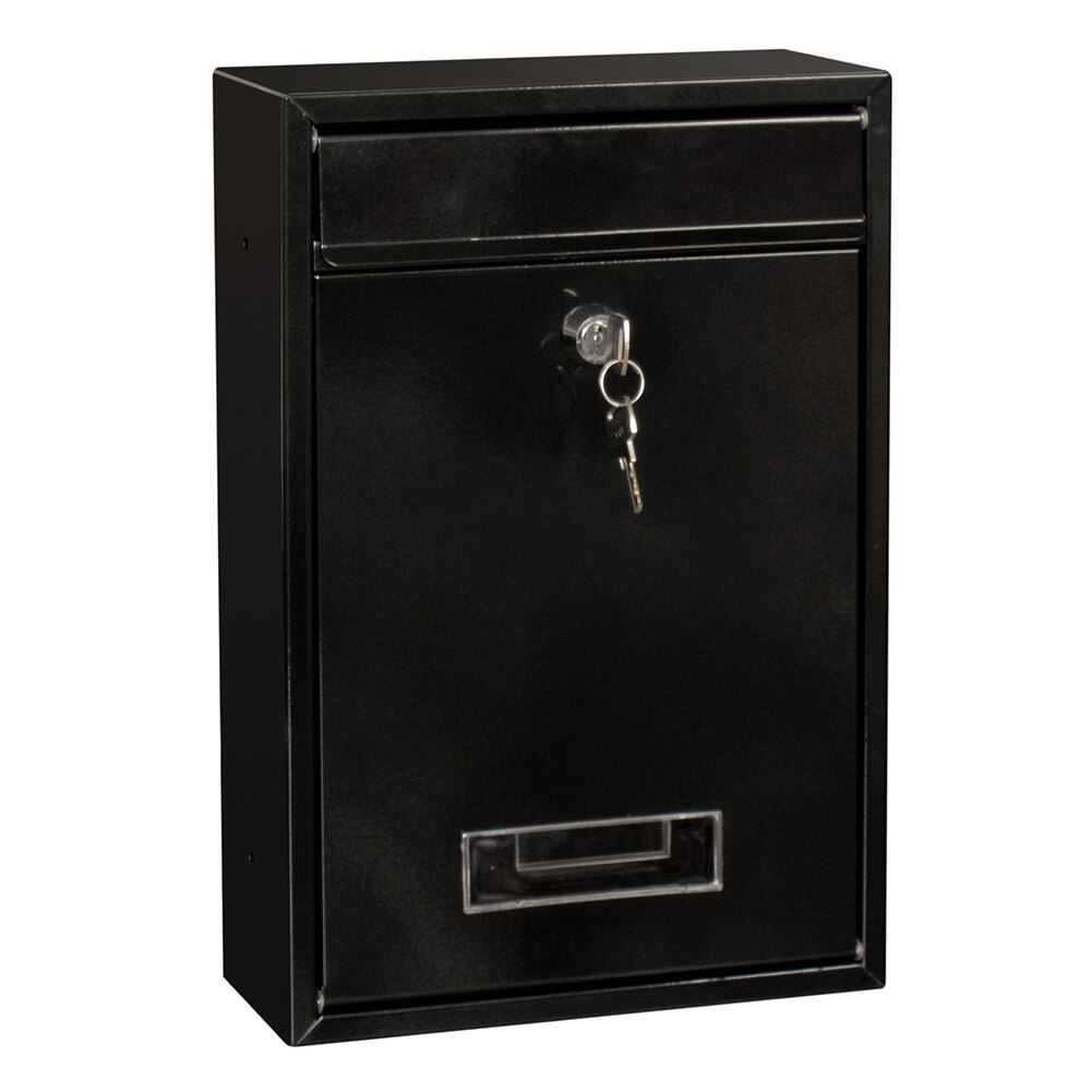 Buzón de hierro con llave y contraseña para exteriores, accesorio de pared para colgar con llave, montado en la pared, WF: BLACK