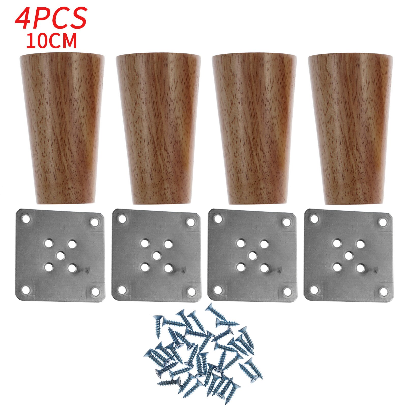 4Pcs Solid Wood Furniture Inclined Cone Replacement Feet with Screws and Mounting Plate Compatible for Sofa Bed Table and Chair: Wooden B