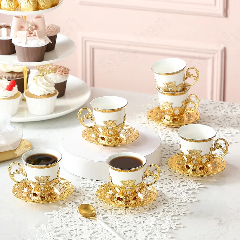 Türkische kaffeetassen mit goldenem Rand, europ... – Grandado