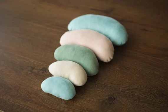 Baby foto prop nyfödda poserar bönor 5 st, konturerade poserar bönor kuddar, nyfödda poserar kuddar, nyfödda poserar böna