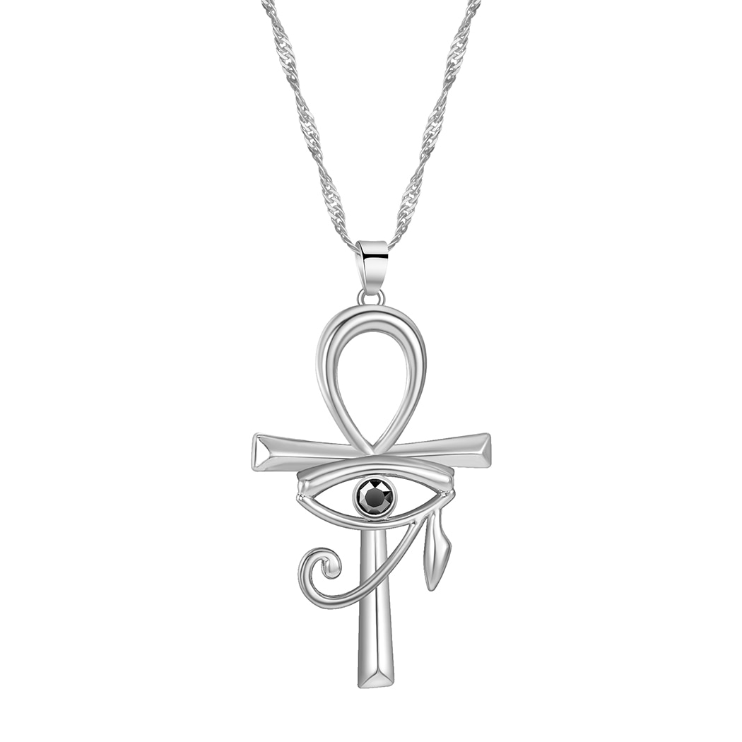 Kinitial ägyptisch Ankh Halskette Gold Farbe böse Auge Anhänger zierlich Kette Halsketten minimalistisch einfach Schmuck Pro Frauen Männer: Silber überzogen