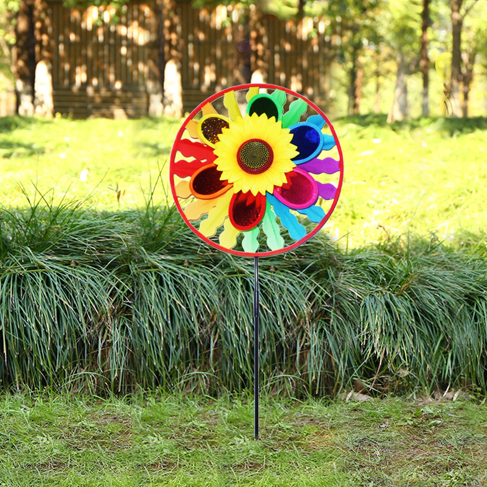 Molino de viento de nubes de colores para chica bailarina, molino de viento de girasol bonito, decoración de paisaje de jardín de casa,
