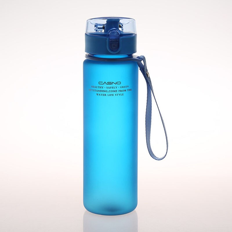 Bærbar plast lige shaker flaske lækagesikker drikkevand flaske med dækning atletisk turist udendørs drikke kop voksen: Frostet blå -400ml
