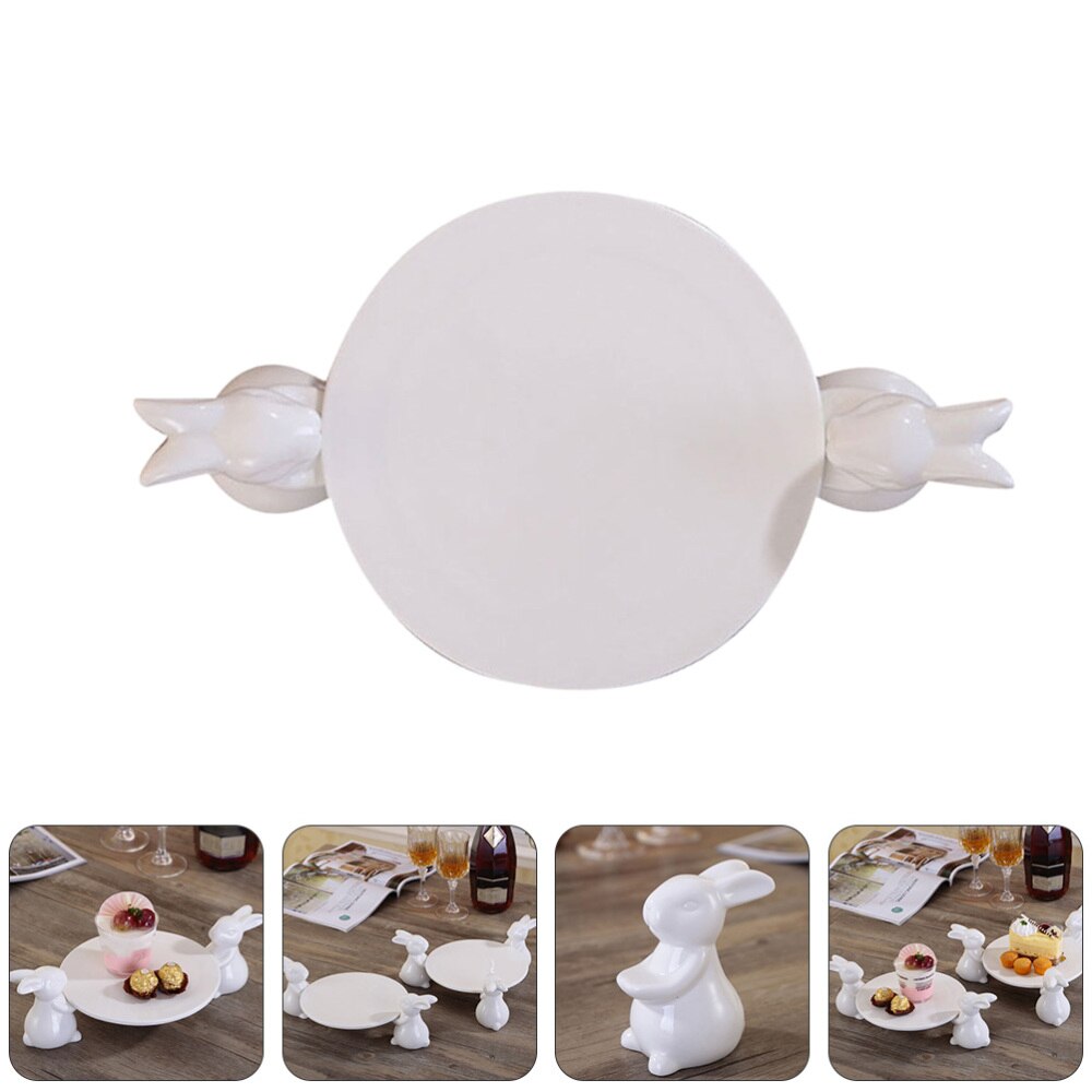 Easter Ceramic Cake Storage Home Display Tray Bunny Tray with Box: Default Title