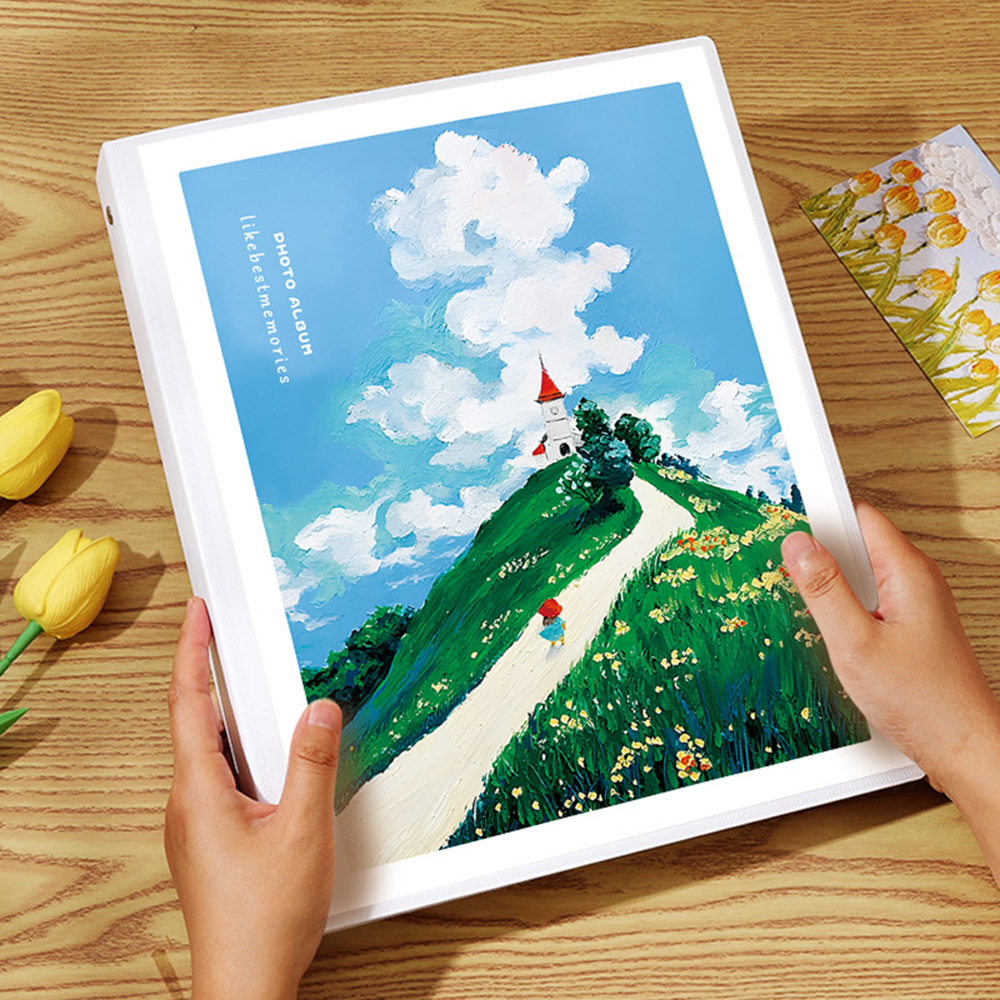 Loose-leaf Photo Album Large Capacity 30/40 Pages DIY Self Adhesive Commemorative Photo Storage Scrapbook Family Memory Book: light yellow