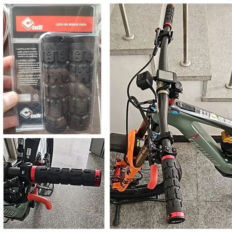 Fietshandvatten mountainbike handgrepen, dubbel slot op vergrendeling fietsstuur handgrepen voor MTB, downhill MTB-handgrepen (kleur: paars
