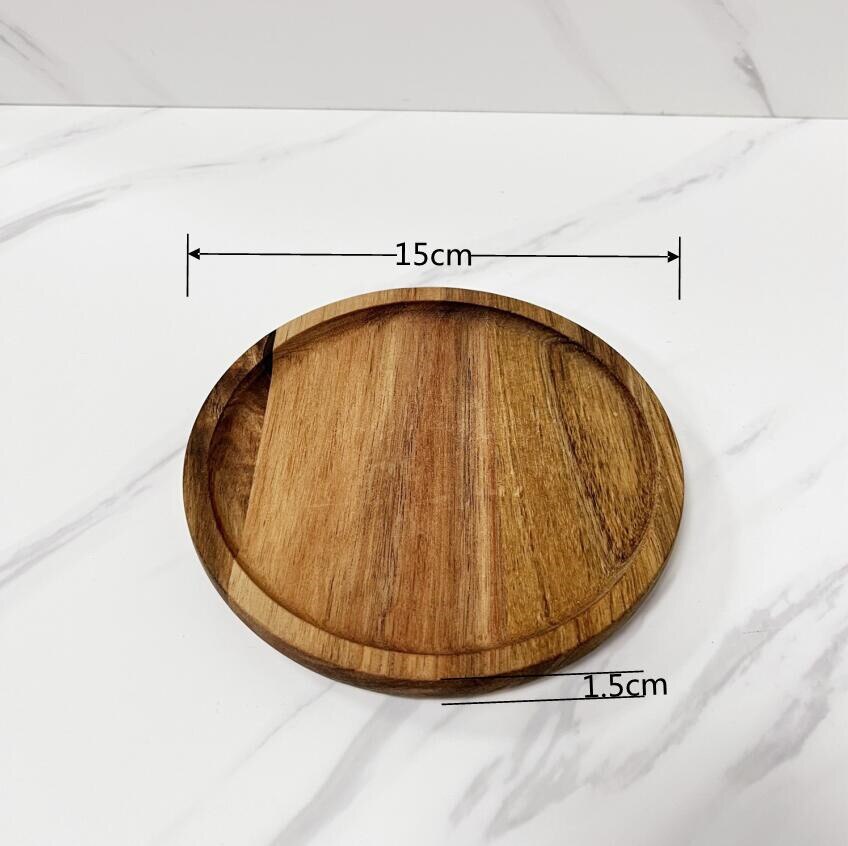 6.5/8.5/10/11 inch solid wood plate fruit plates For home kitchen supplies dessert cake stand Plates for food storage tray: S 15CM