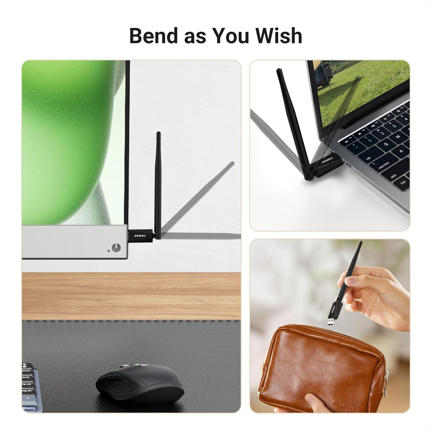 Fenvi USB Bluetooth 5.4 Adapter Dongle Free Driver for PC Wireless Mouse Keyboard Music Audio Receiver Transmitter Windows10/11