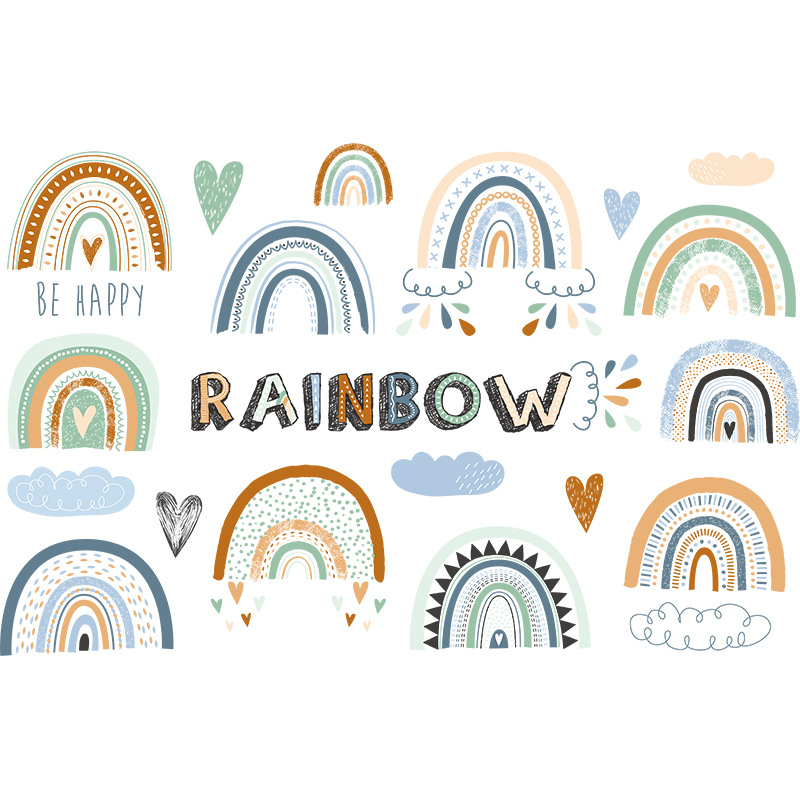 Adesivi murali arcobaleno fai-da-te per soggiorno decorazioni murali telecamera da letto adesivi murali in PVC rimovibili decorazioni per la casa camerette sfondi