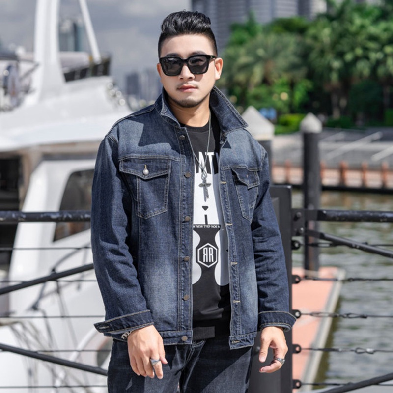 Chaqueta vaquera retro de otoño para hombre, Vestido vaquero informal de talla extra grande, coreana, top ancho, 10x l150 kg