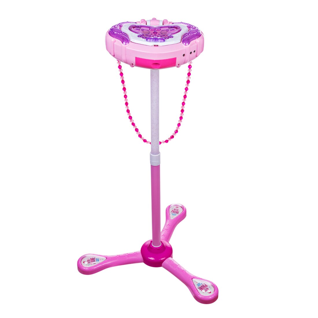 Kids Multi-Functional Karaoke Machine Stand Up Musical Toy With 2 Microphones And Adjustable Stand Creatives Music - Pink