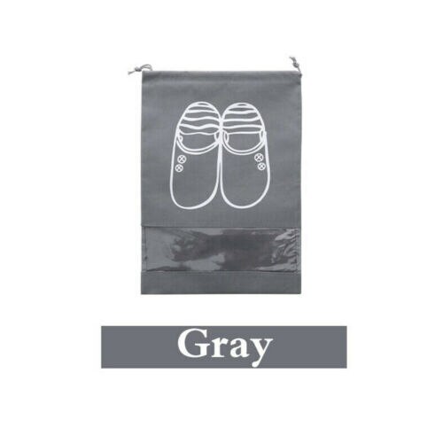 2 Sizes Waterproof Shoes Bag Travel Portable Shoe Storage Bag Organize Tote Drawstring Bag Dolap Organizer Non-Woven Organizador: Light Grey / L