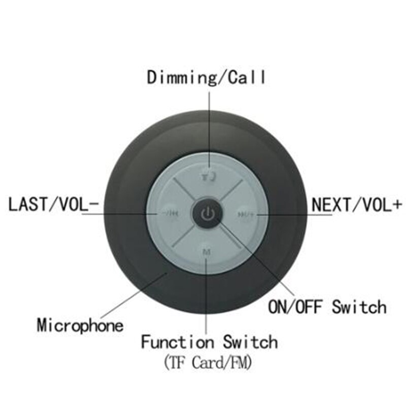 Q9 Portable Subwoofer Shower Bluetooth Speaker Hands Free TF Card Waterproof Music Speakers For Car Handsfree Call Suction Mic