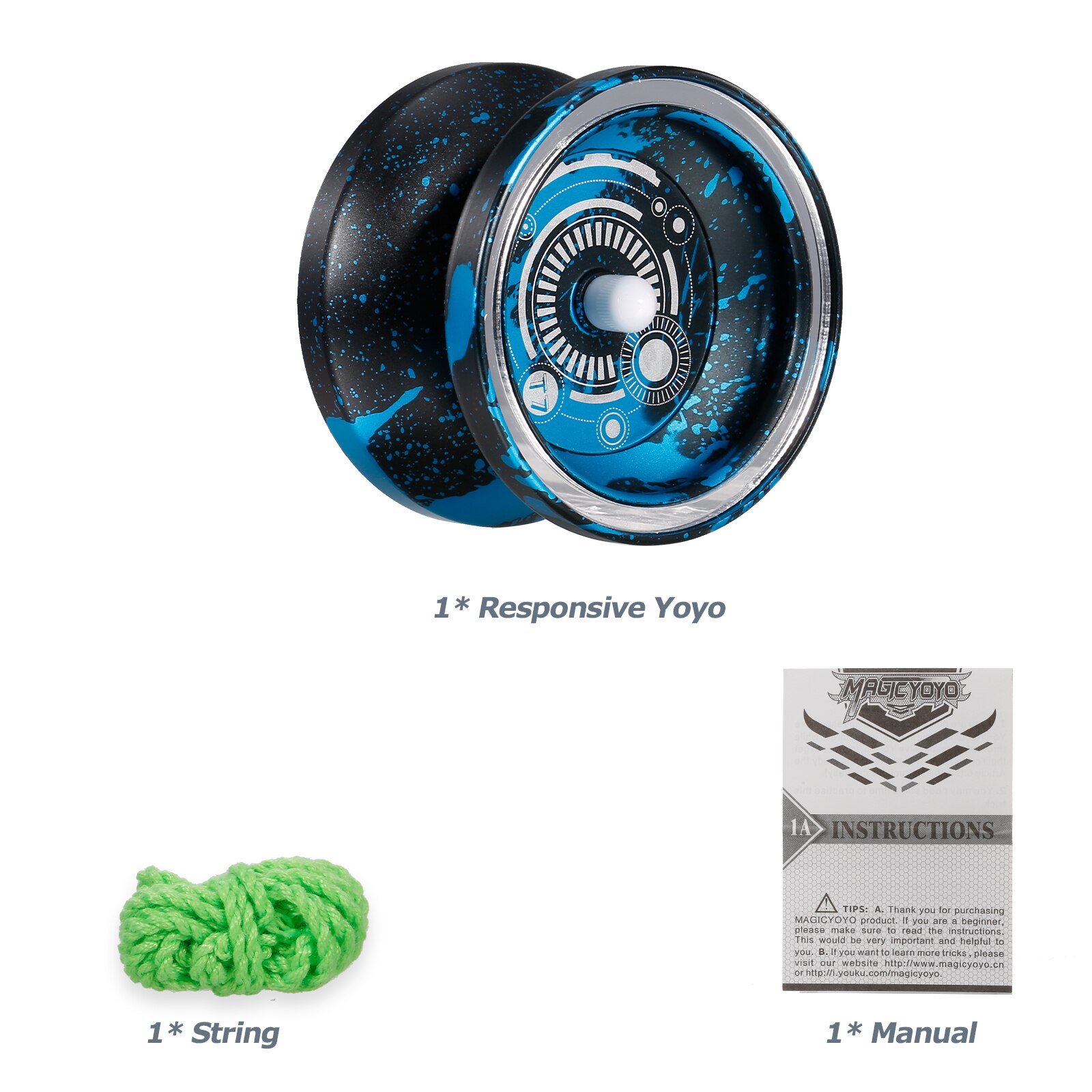 MagicYoyo T7 Yoyo Responsive Yoyos for Kids Beginner Yoyo with Narrow Bearing Steel Axle Aluminum Alloy Body Looping Play: blue