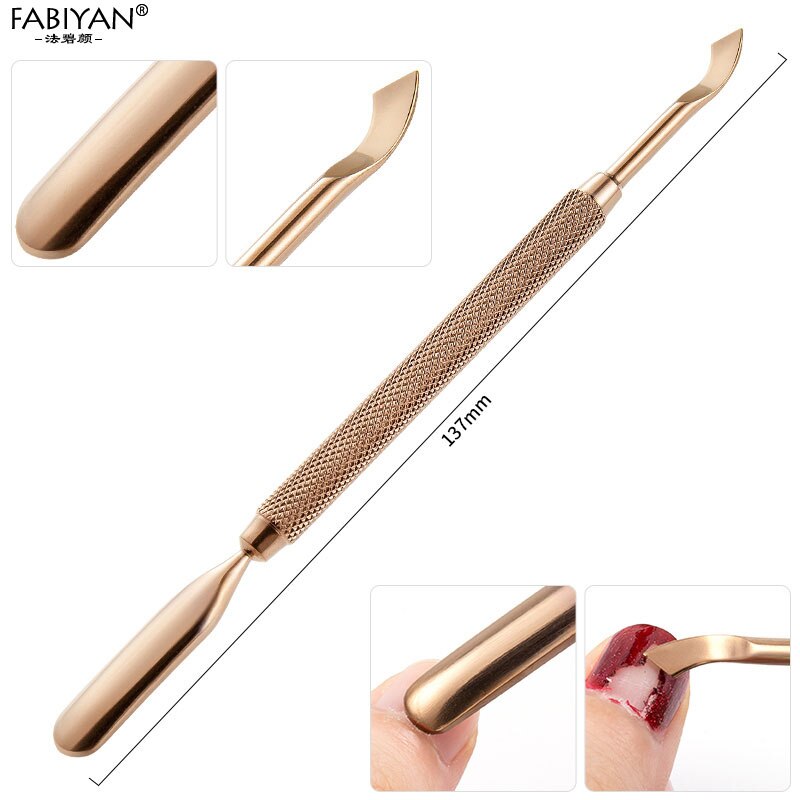 13 stile neglebånd pusher rengøring død hud skåret uv gel polish remover rustfrit stål manicure pedicure pleje værktøj bronze: 01