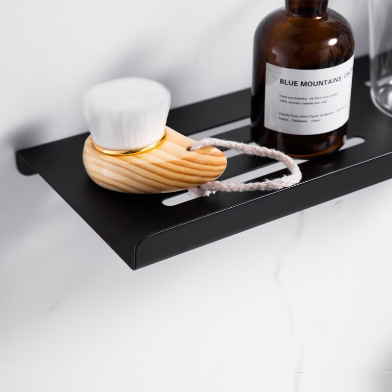 Liuyue badeværelseshylder børstet nikkel/sort rustfrit stål vægmonteret sæbe shampoo hylde kosmetisk hylde hardware tilbehør