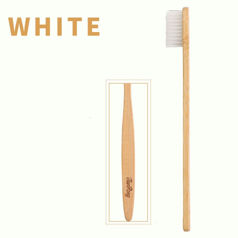 1PC Nature Bamboo Handle Toothbrush Colorful Soft Bristles Bamboo Wooden Toothbrush With Box Eco-Friendly Oral Care: White
