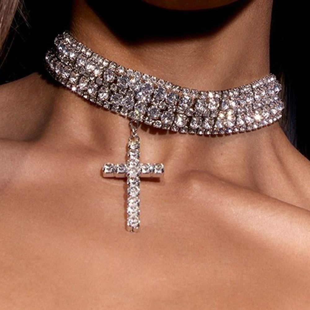 XSBODY-collar cruzado multicapa grueso Y2k para niñas y mujeres, joyería de boda de una pieza con diamantes de imitación, collares para el cuello, accesorios,