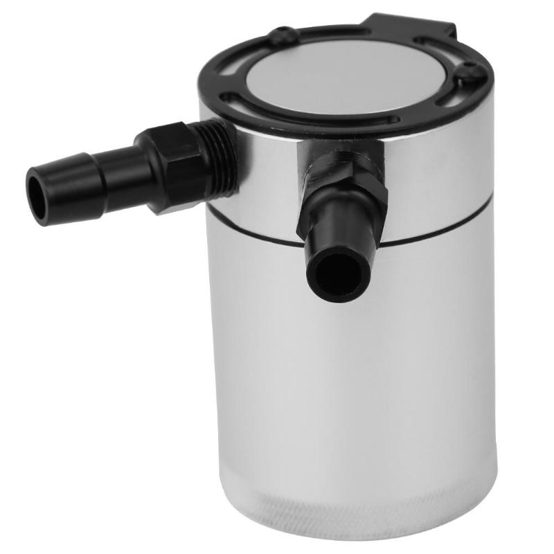 Universal 2-Port Aluminum Permeability Oil Pot Catch Can Reservoir Fuel Tank Baffled 94.7*62 mm