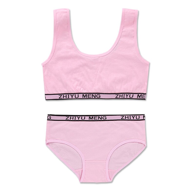 Training Bra Set Girls Vest Student Puberty Children Kids Underwear Set 8-14Y: Pink
