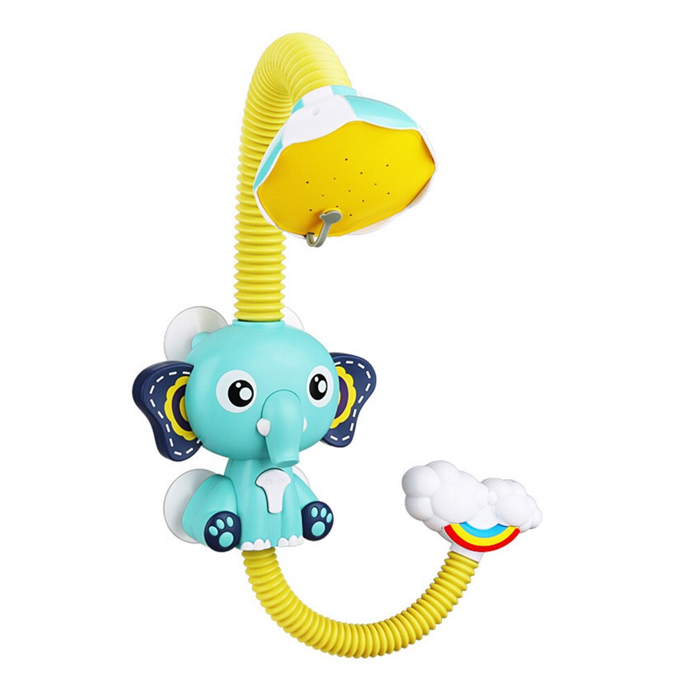 Baby Shower Bath Toy Flexible Cute Shape Elephant Electric Bath Shower Head Tap Educational Learning Study Toy: Blue
