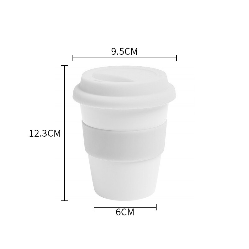 1PC 400ml Reusable Heat Insulated Travel Mugs Tea Coffee Travel Mug Cup with Silicone Lid mug: White