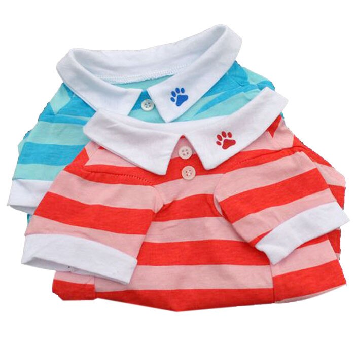 Billigt hundetøj til lille hund sommer hund t shirt vest hund hvalp afslappet t shirt tøj revers stribe bomuld