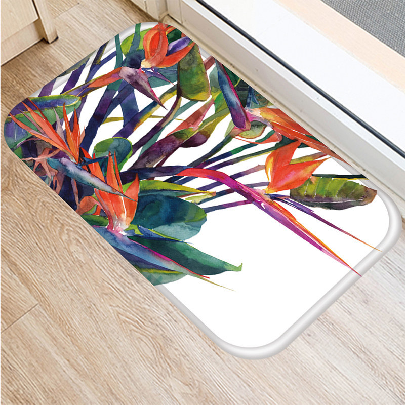 Tropisk monstera mønster køkken indgang 40*60cm dørs måtte koral fløjl tæppe dørmåtte indendørs gulvmåtter skridsikker tæppe 48233: 2dd-48233-016