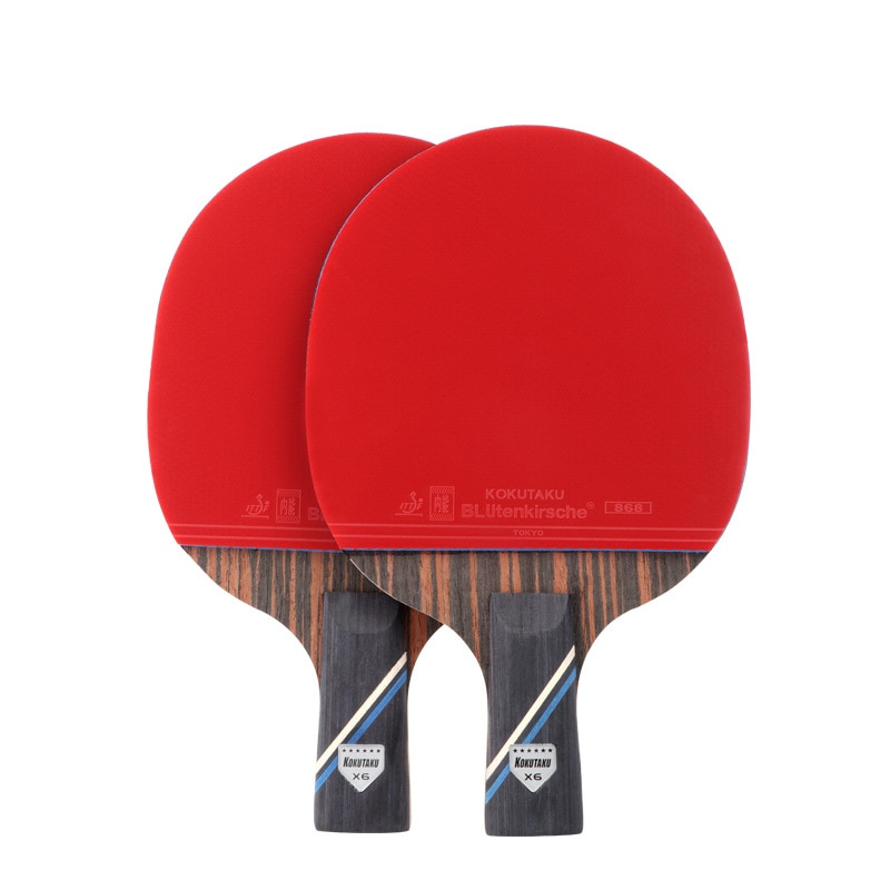 1 Pair 6-stars 7 layers Wood table Tennis Bat Racket Long Short Handle Ping Pong Racket Pimples in For Competition