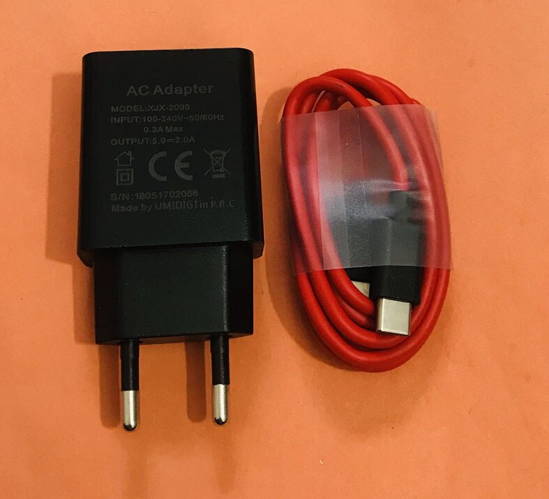Original Reise Ladegerät EU Stecker Adapter + Typ C Kabel für UMIDIGI A7 Profi Helio P23 Octa Ader 6.3 "FHD
