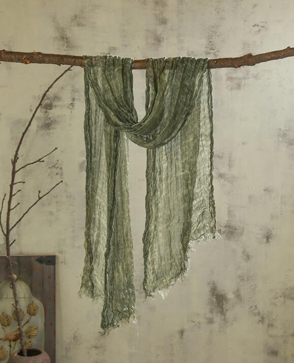 Japansk unisex stil vinter rynke tørklæde rent linned solider farve lange kvinder tørklæder sjal varme mænd tørklæde 60 x 180cm