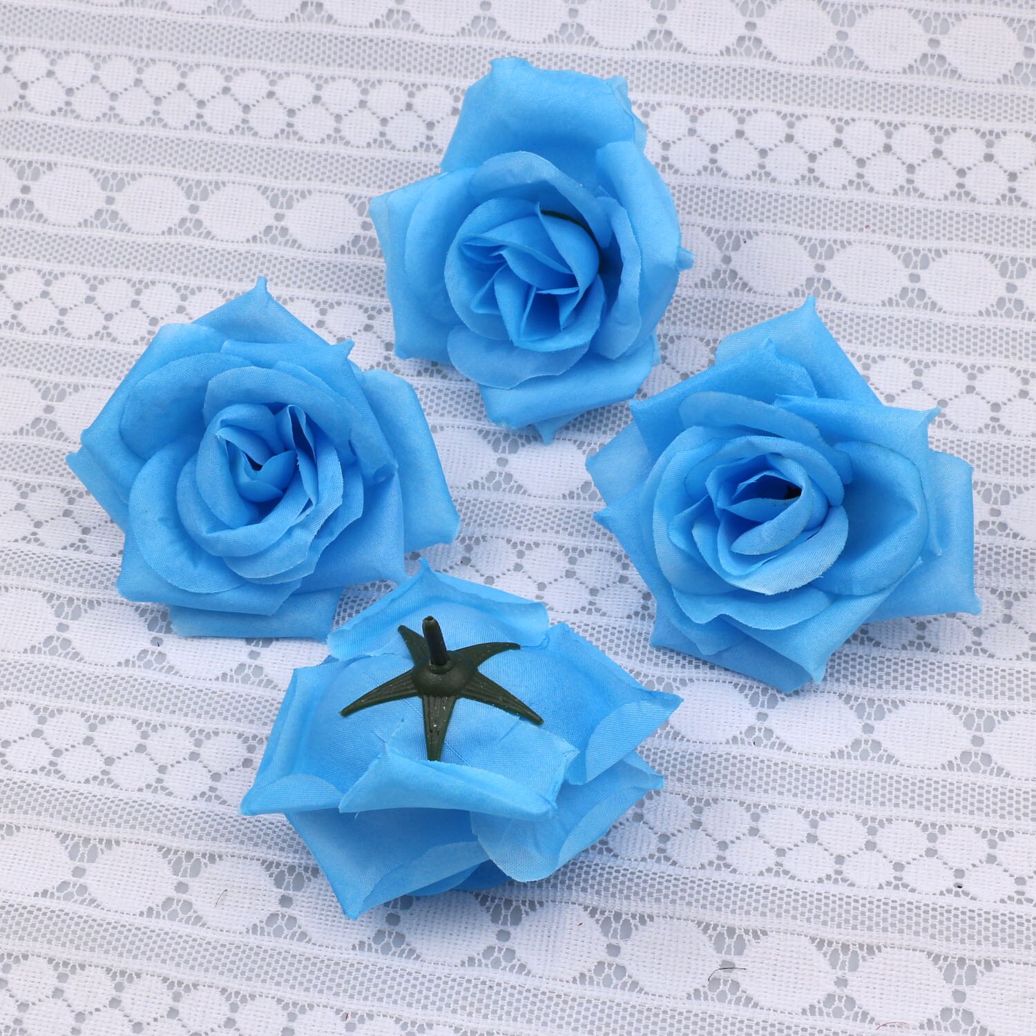 Dark purple Rose Flower Heads 10-Pack Artificial Roses Perfect for Wedding Decorations Baby Showers Crafts: light blue