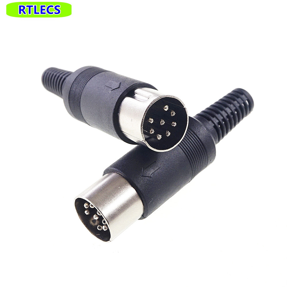 2 uds 262 270 grados 8 pines DIN macho cabezal de enchufe soldadura DIY Vertical Circular Push-Pull conector de alimentación contactos mecanizados