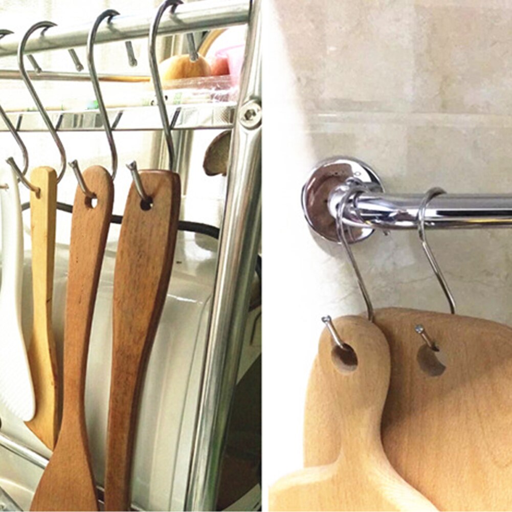 Gancho colgante de acero inoxidable en forma de S de 10 Uds. Para colgar ropa de cocina