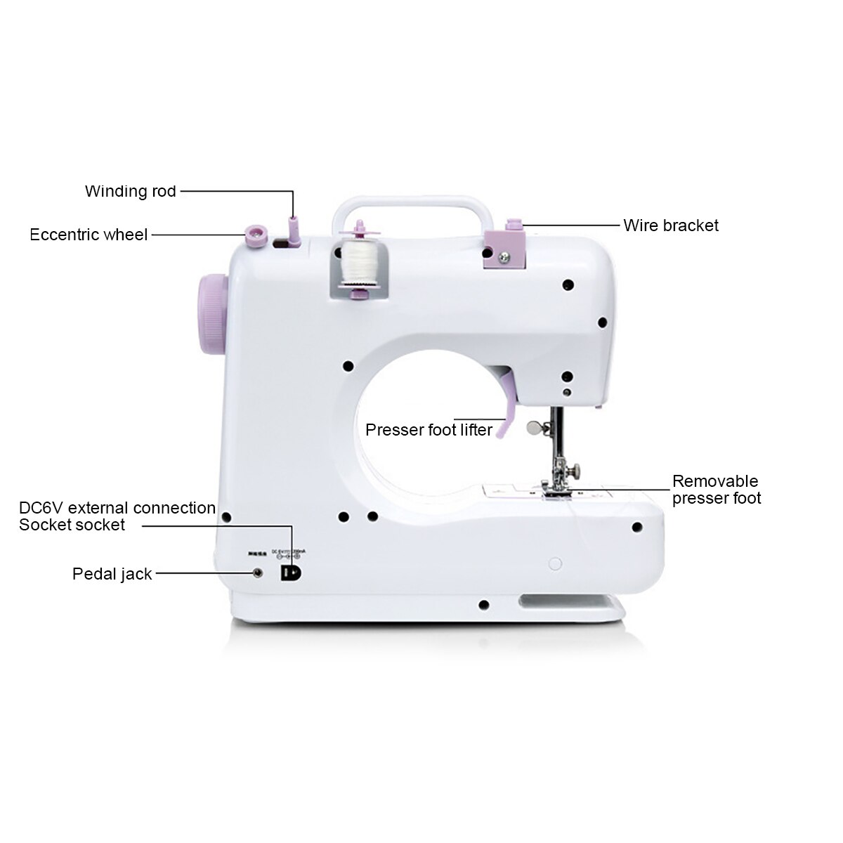 Home Spring Beginner Sewing Machine 2-speed Mini Multi-function Sewing Machine 12 Knitted Fabrics