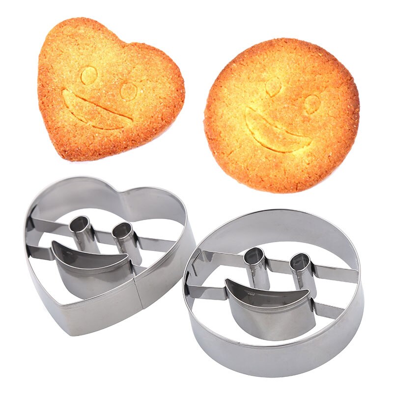 4pcs/set Star Flower Round Love Smiley Biscuits Molds Set DIY Cookie Cutters Cake Fondant Decorating Fruit Cutting Baking Tools