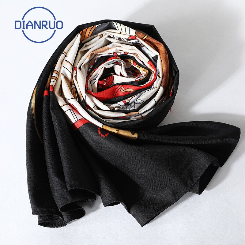 Dianruo sommar kvinnor siden halsduk tryck halsduk sjal strand hijab sjalar och omslag kvinnlig bandana  n383