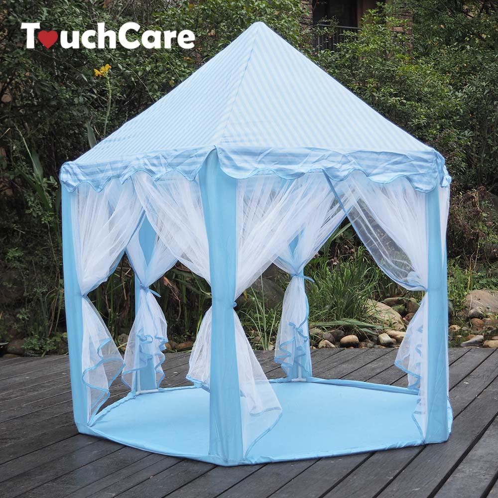 TouchCare Six Angle Pink Princess Castle Gauze Tent House Girl Children Large Indoor Outdoor Toy Game House Kids Ball Play Tents