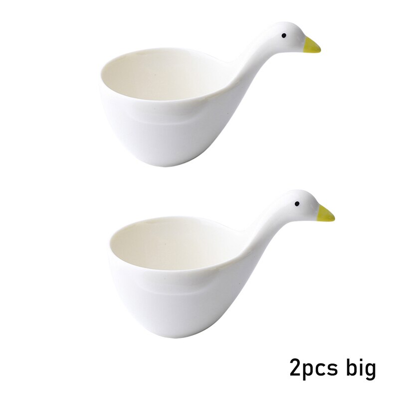 Cute Ceramic Duck Bowl Handmade Saucebowl Small Pottery Spice Bowl Trinket Dish Home Storage Animal Seasoning Keeper Salt Holder: 2 big