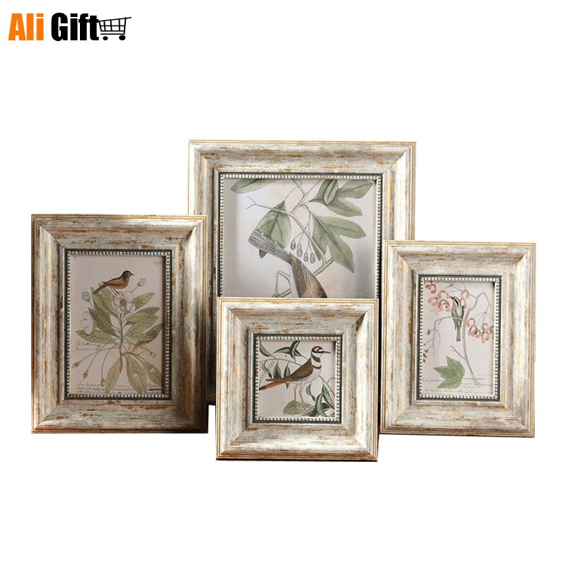 Photo Shelf Settable Horizontal Square Retro Poto Frame 4/6/7/10 Inch Frame Combination Picture Frames