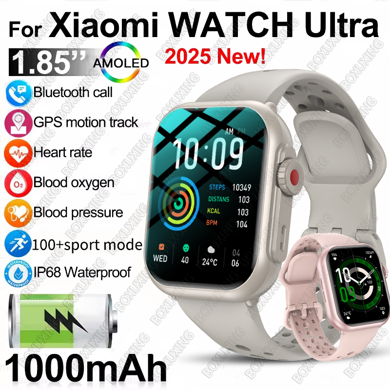 2025 novo para xiaomi relógio inteligente masculino feminino 1.85-Polegada hd amoled tela de toque completa ip68 à prova dip68 água bluetooth chamada smartwatch homem